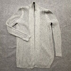 Gap Women's Cardigan Heather Gray Small Knit Vintage 90s Open Front Shawl Collar